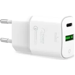 Puro White Wall Charger 1 Usb-c + 1 Usb-a 20w Bulk - Oplader